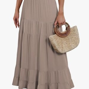 Elegant Tan Maxi Skirt